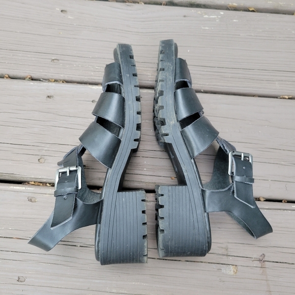 Vintage 90s y2k MIA Black Greek Fisherman Chunky Platform Jesus Sandals 8.5 - Picture 2 of 8
